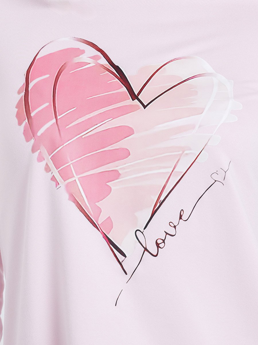 Pink Heart Graphic Long Sleeve T-Shirt