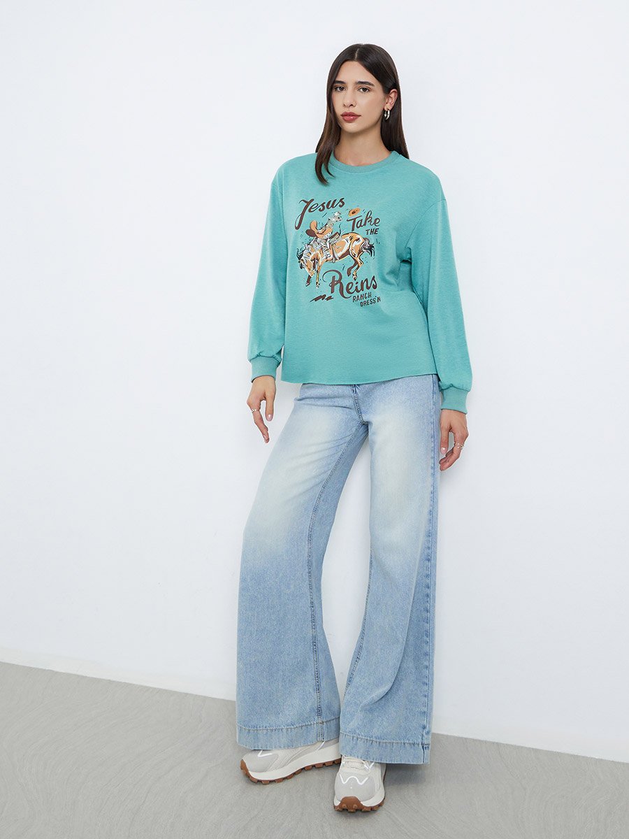 Green Graphic Print Regular Fit T-Shirt
