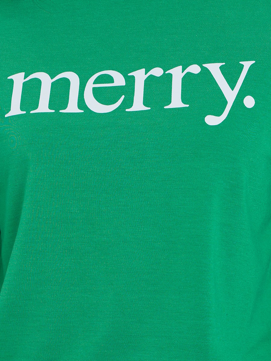 Green Merry Slogan Print Sweatshirt