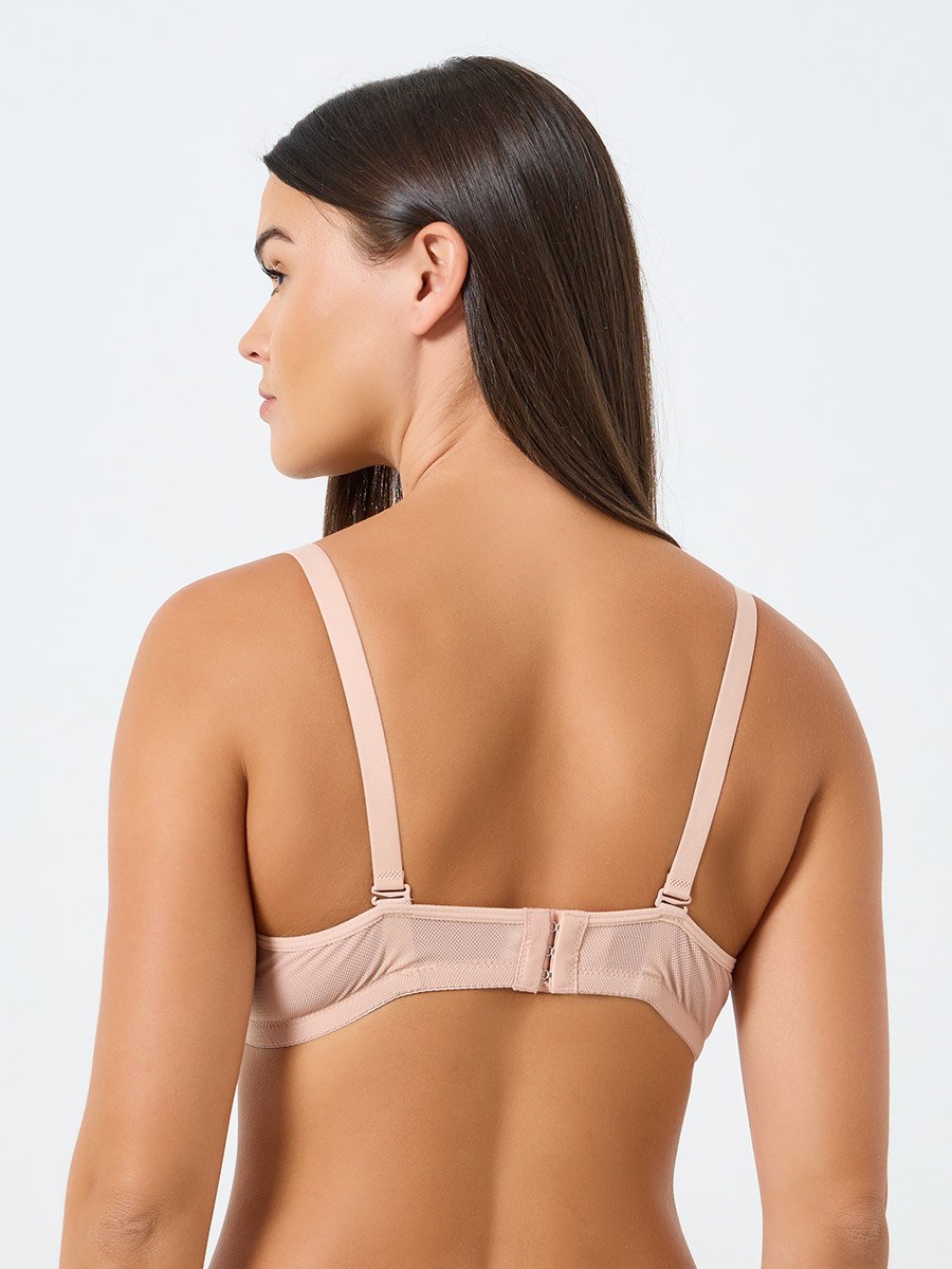 Pack of 2 - Padded Wired Solid Balconette Bra with Metal Trim