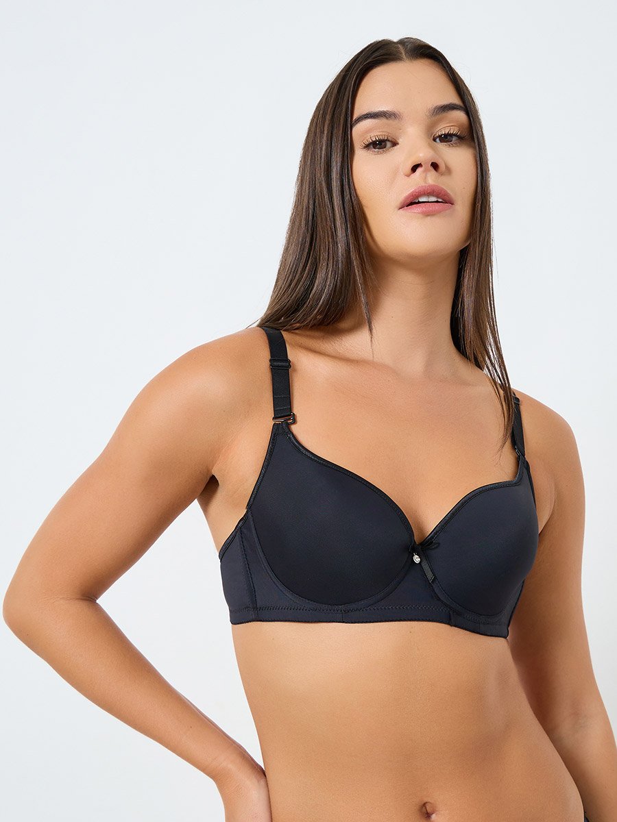 Pack of 2 - Padded Wired Solid Balconette Bra with Piping Cup