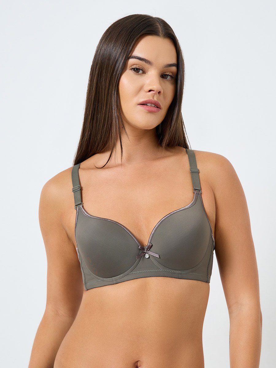 Pack of 2 - Padded Wired Solid Balconette Bra with Piping Cup