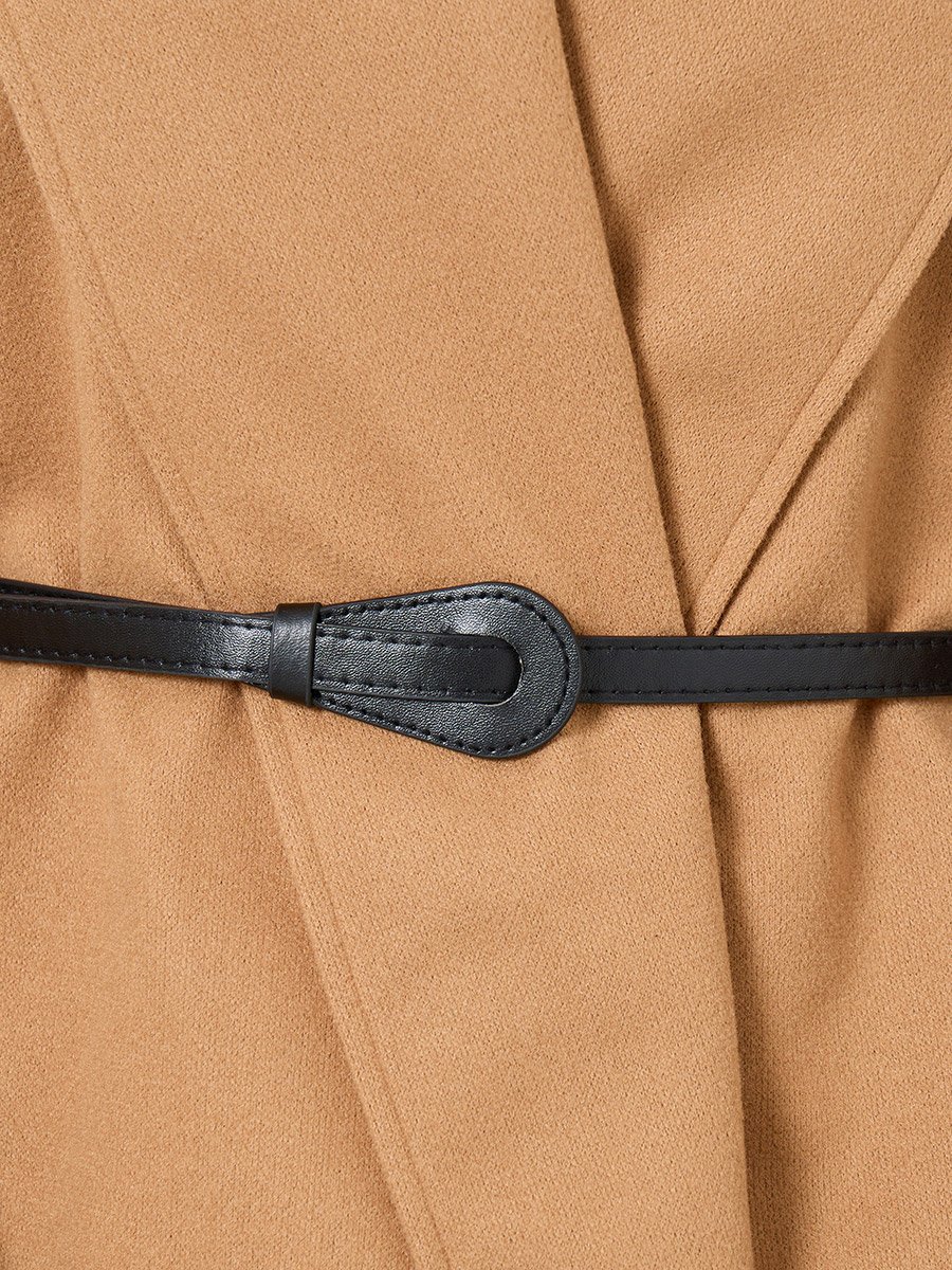 Mustard Wool Like Belted Wrap Coat