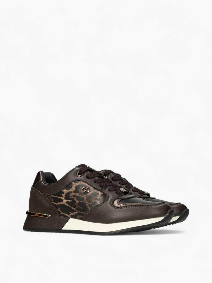 Animal Print Panelled Lace-Up Sneakers