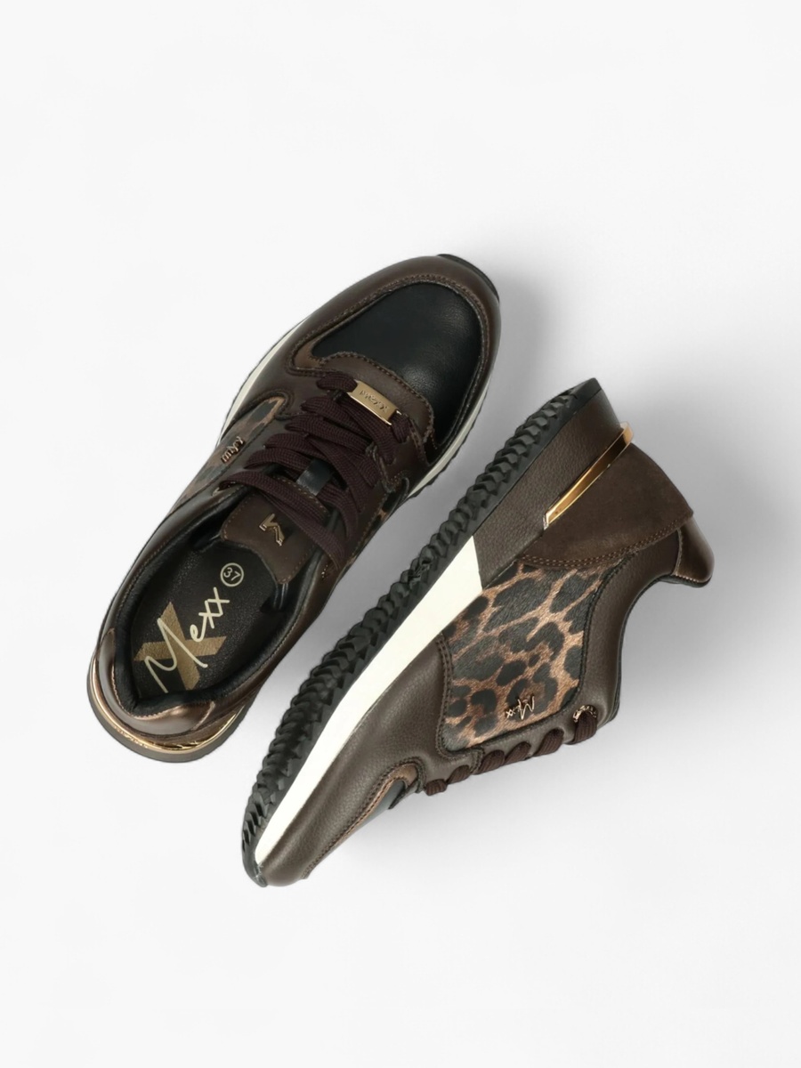 Animal Print Panelled Lace-Up Sneakers