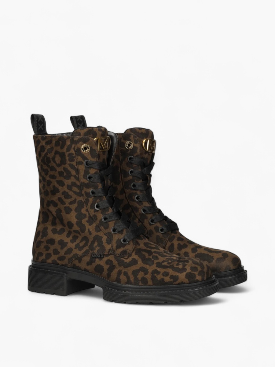 Animal Print Lace-Up Ankle Boots
