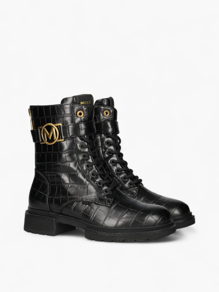 Textured Lace-Up Ankle Boots
