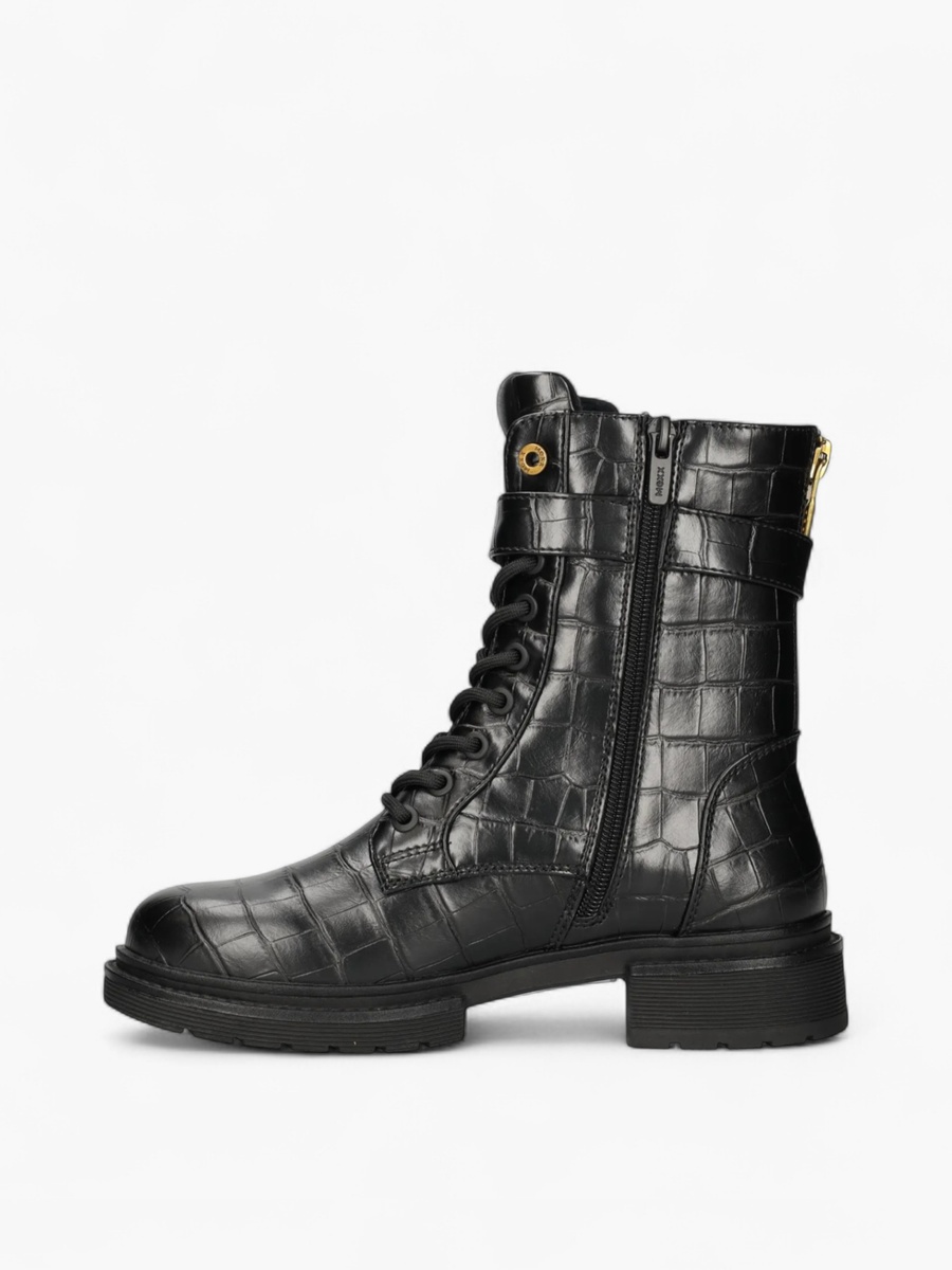 Textured Lace-Up Ankle Boots