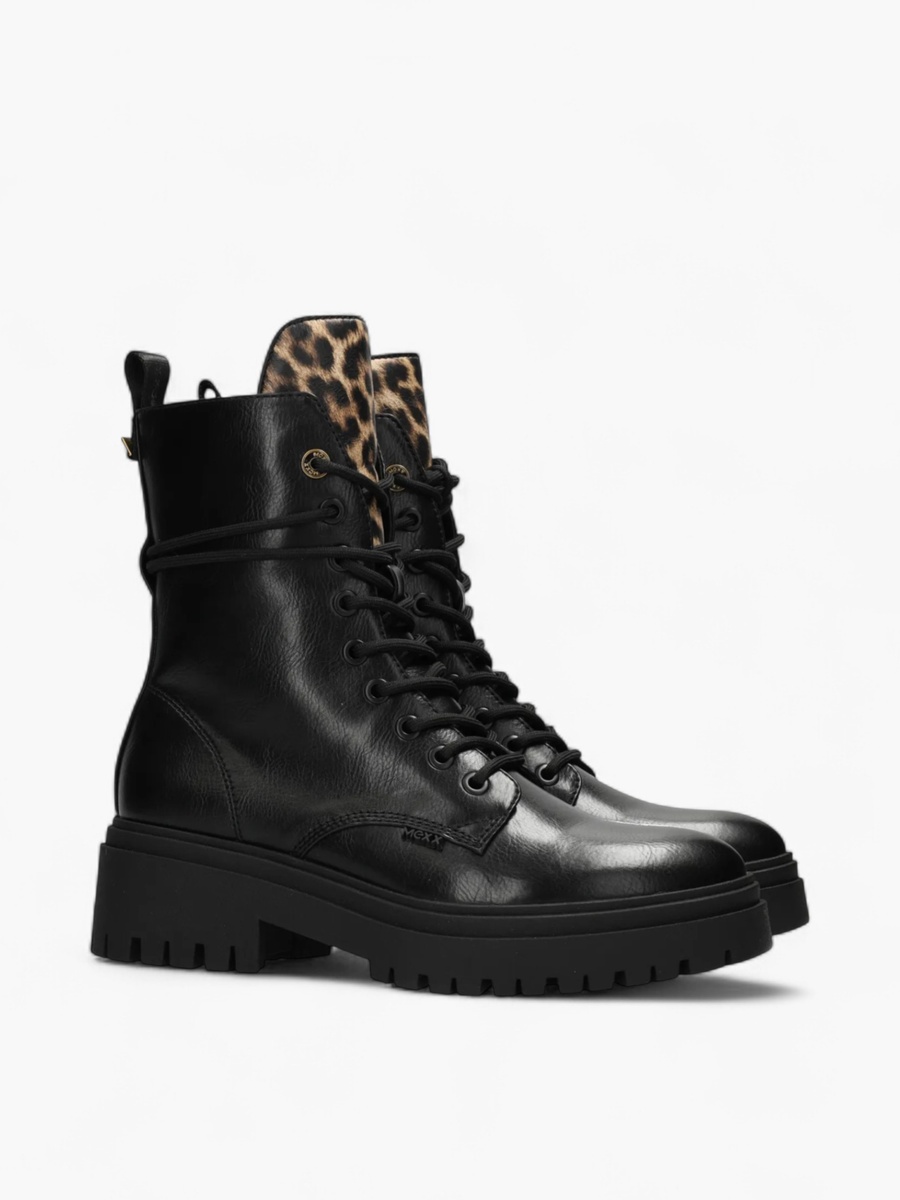 Animal Print Lace-Up Ankle Boots