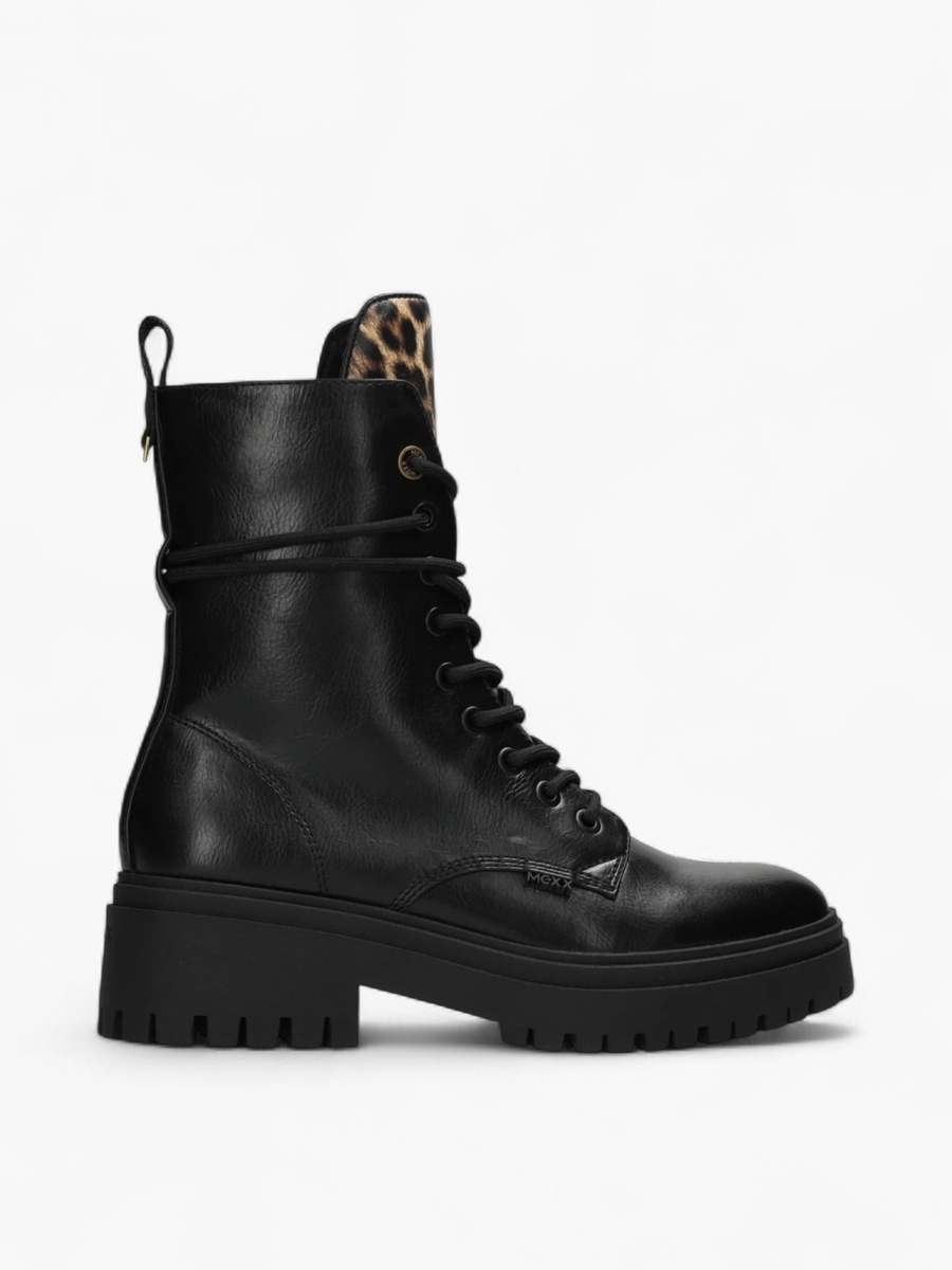 Animal Print Lace-Up Ankle Boots