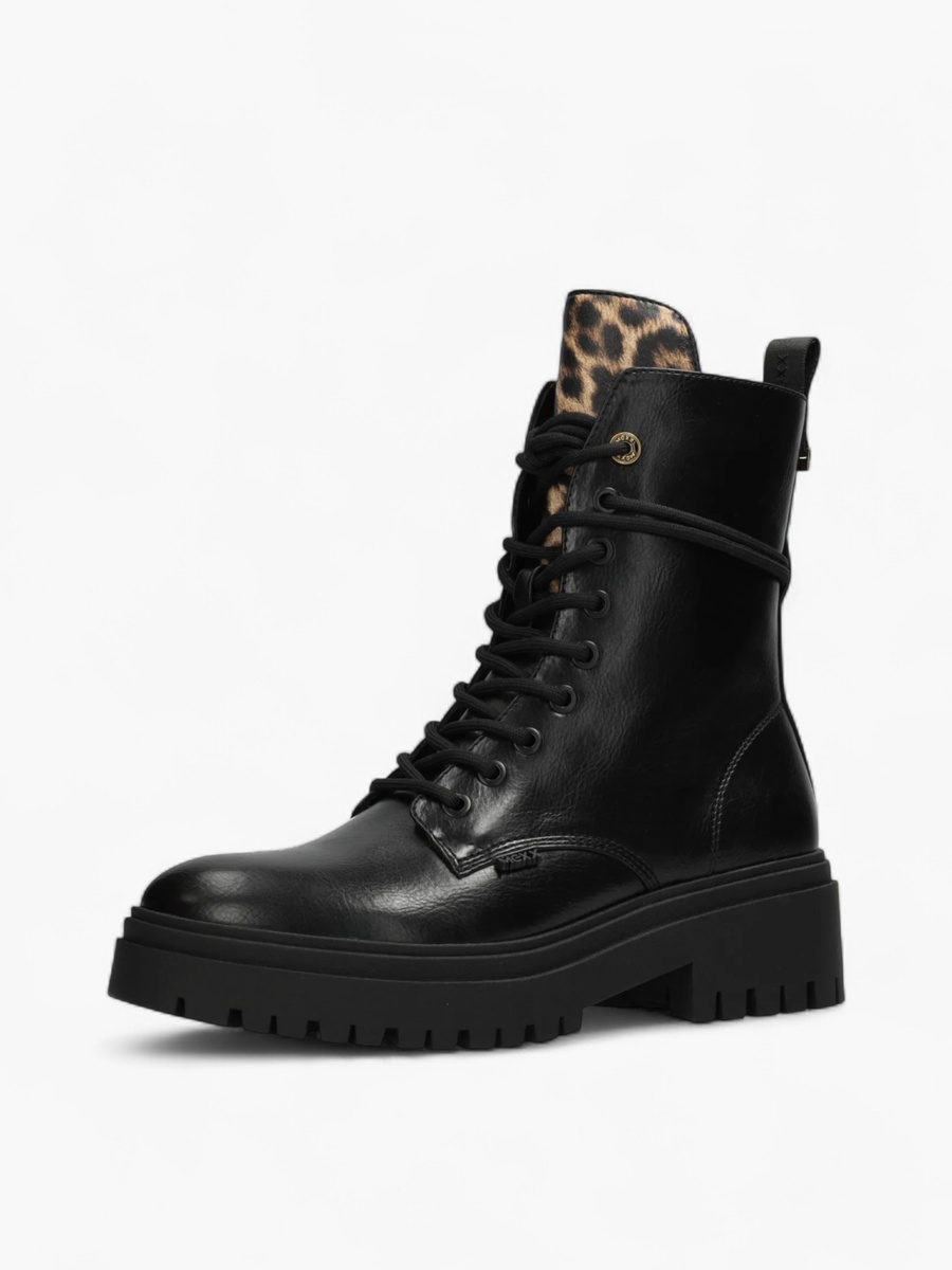 Animal Print Lace-Up Ankle Boots