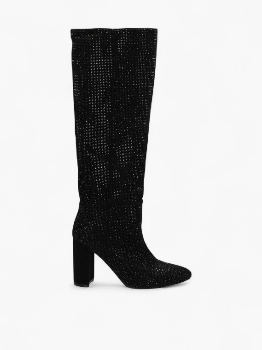 Embellished High Shaft Boots with Block Heel