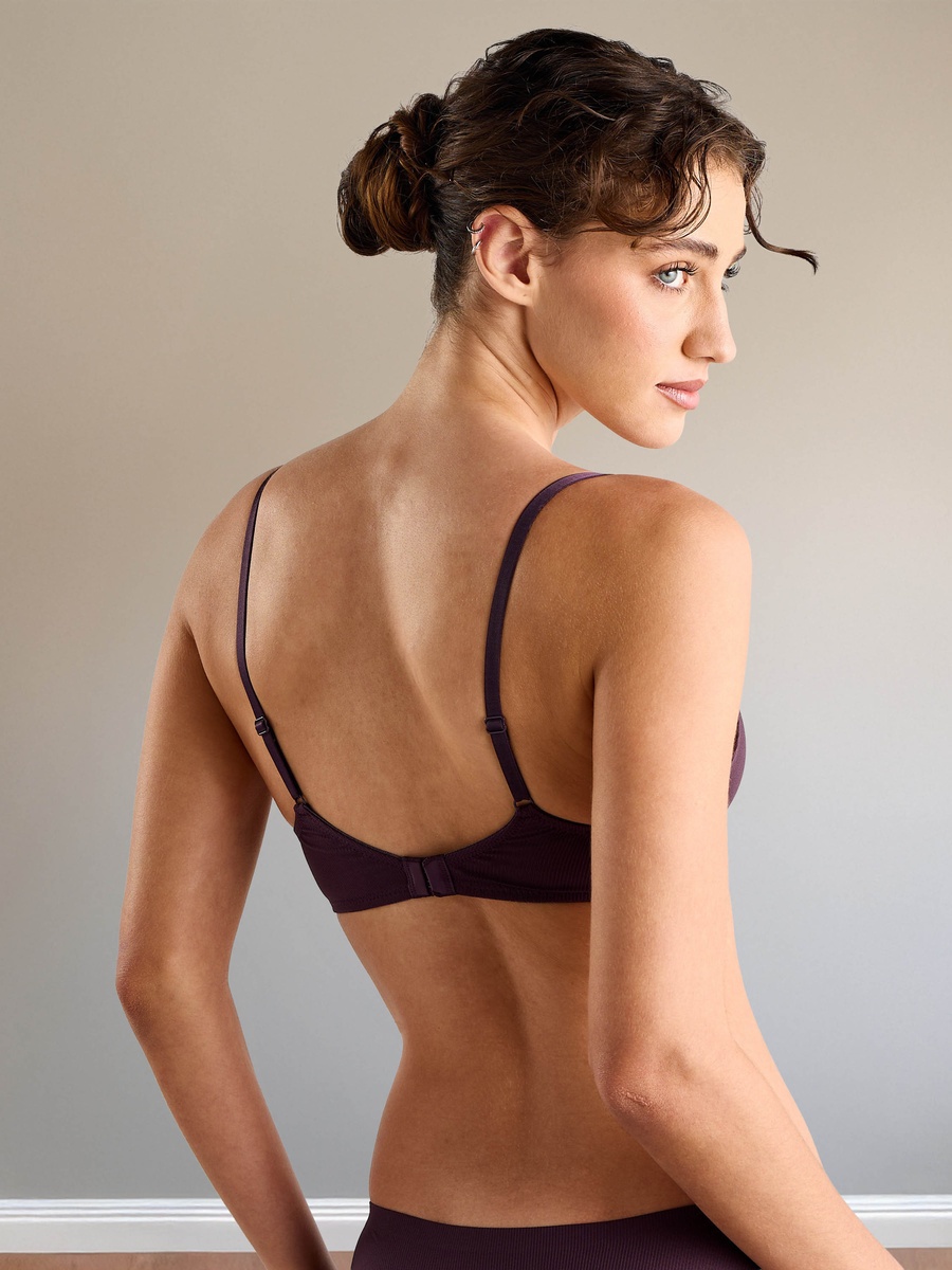 Pack of 3 - Ribbed Padded Underwired Plunge Bra