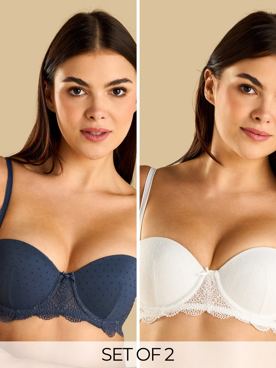 Pack of 2 - Textured Balconette Bra