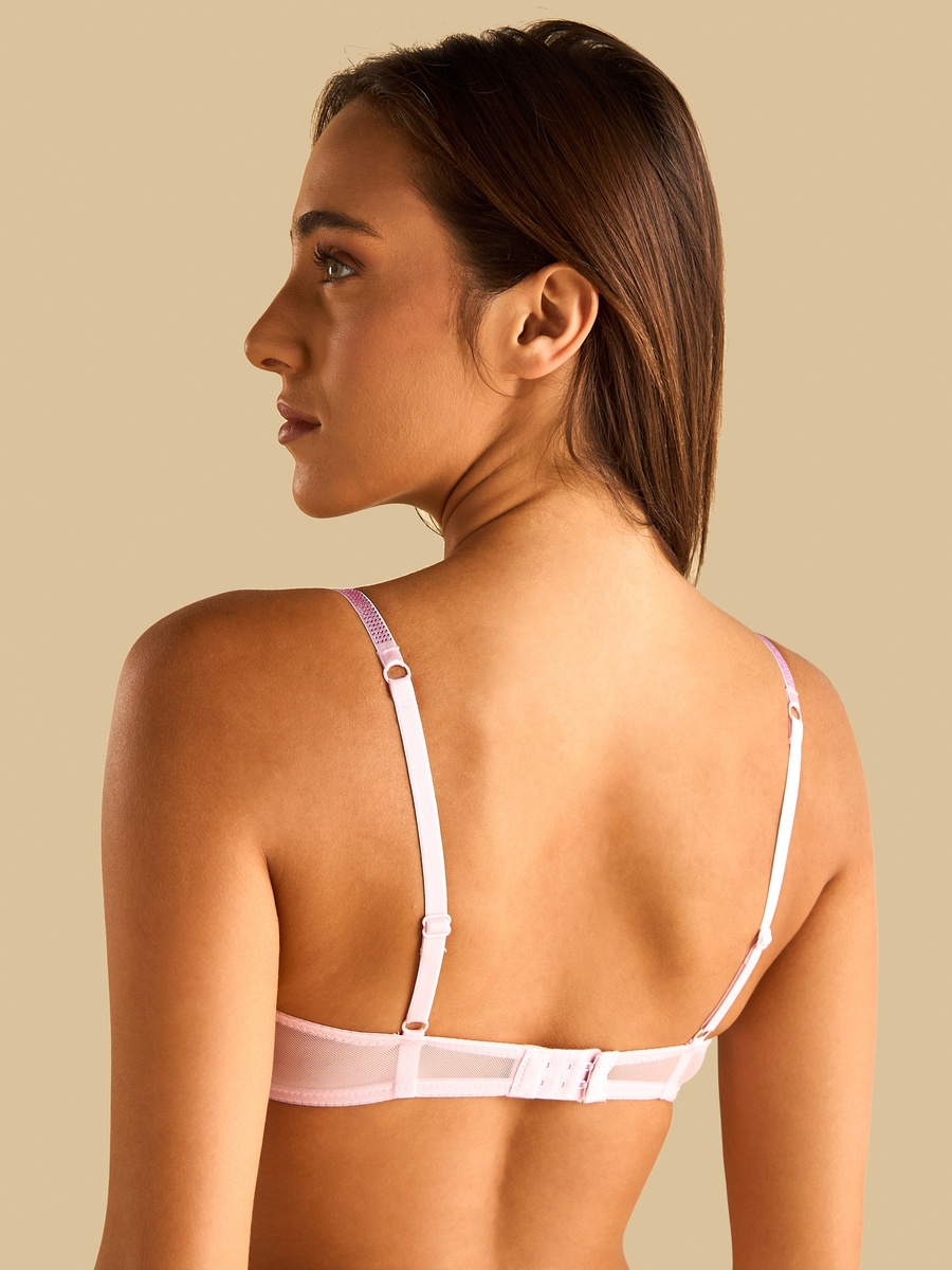 Lace Textured Demi Bra with Embellished Straps
