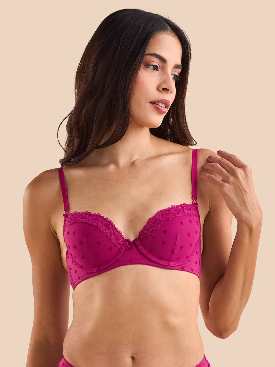 Lace Textured Push-Up Demi Bra