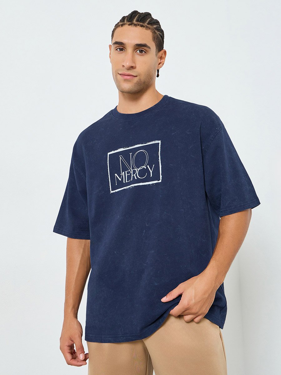 Men Oversized Washed Crew Neck T-Shirt
