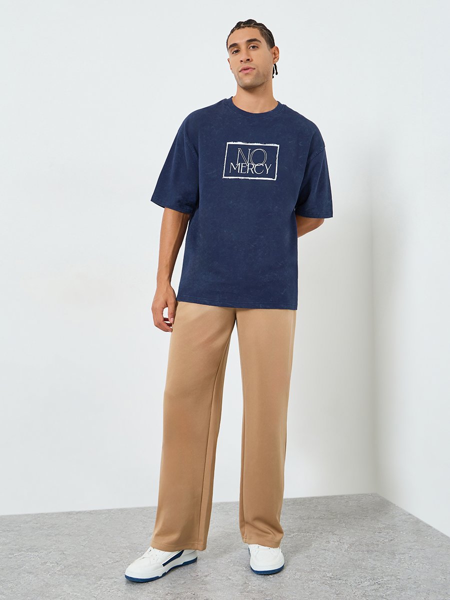 Men Oversized Washed Crew Neck T-Shirt