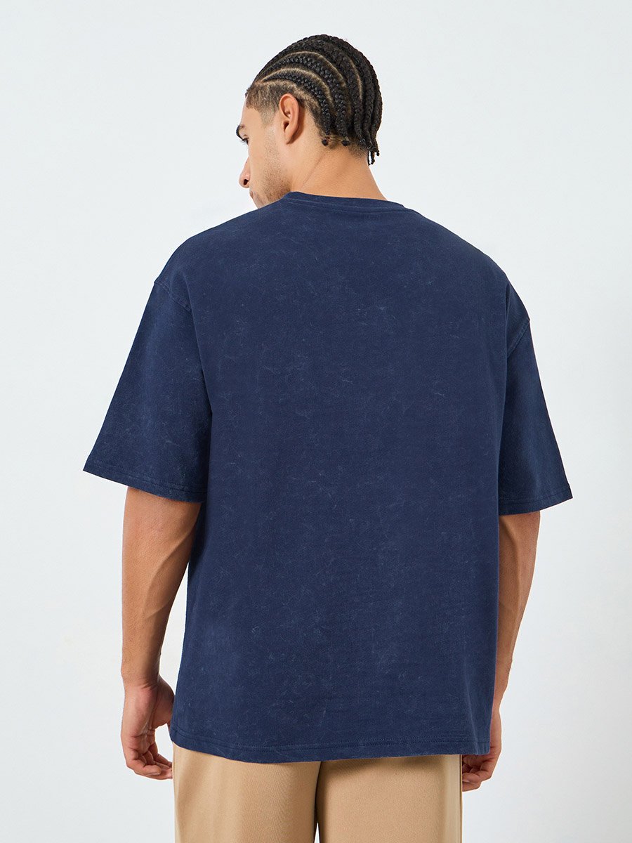 Men Oversized Washed Crew Neck T-Shirt