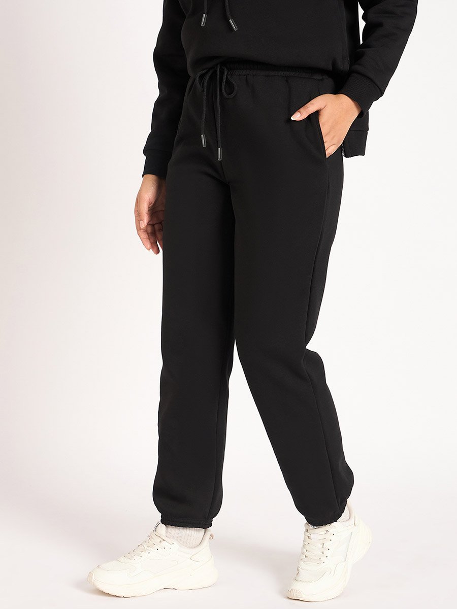 Women Black Fleece Joggers
