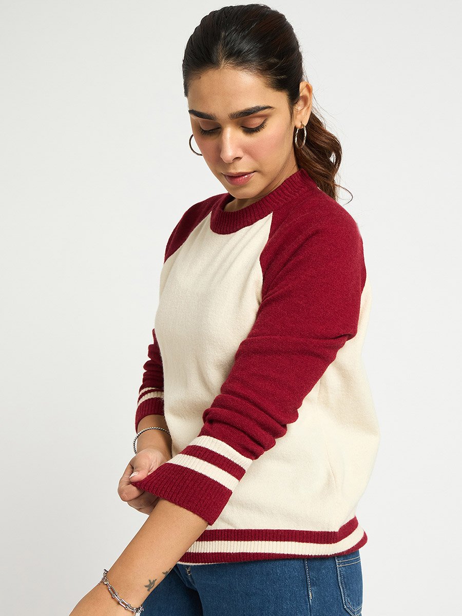 Color Block Raglan Sleeve Sweater