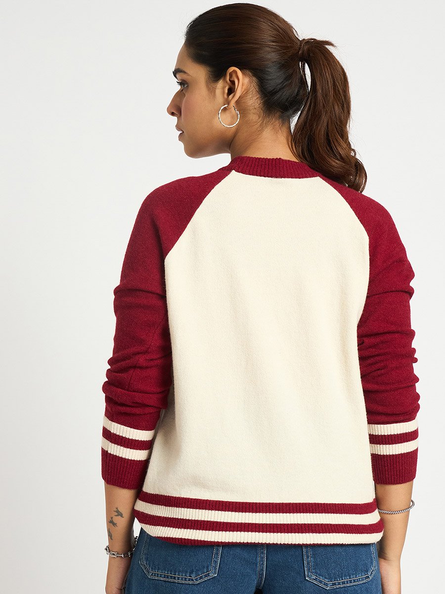 Color Block Raglan Sleeve Sweater