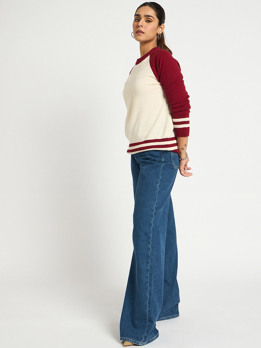 Color Block Raglan Sleeve Sweater