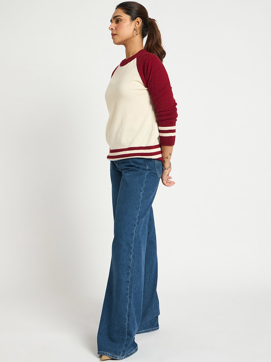 Color Block Raglan Sleeve Sweater