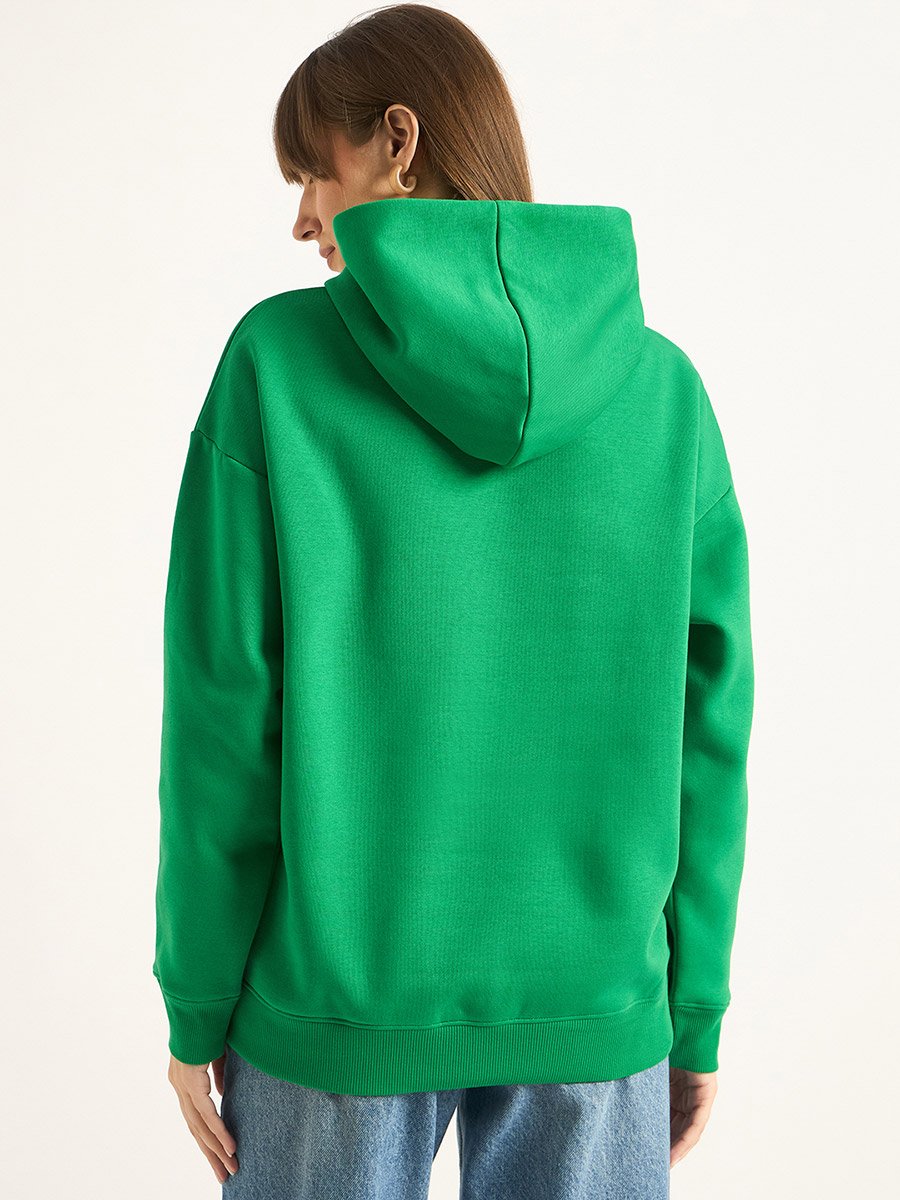 Green Oversized Hoodie with Front Pocket