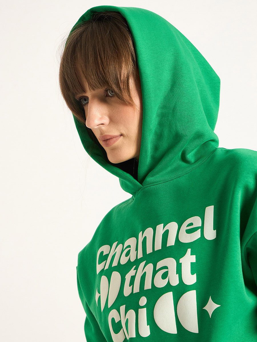 Green Oversized Hoodie with Front Pocket