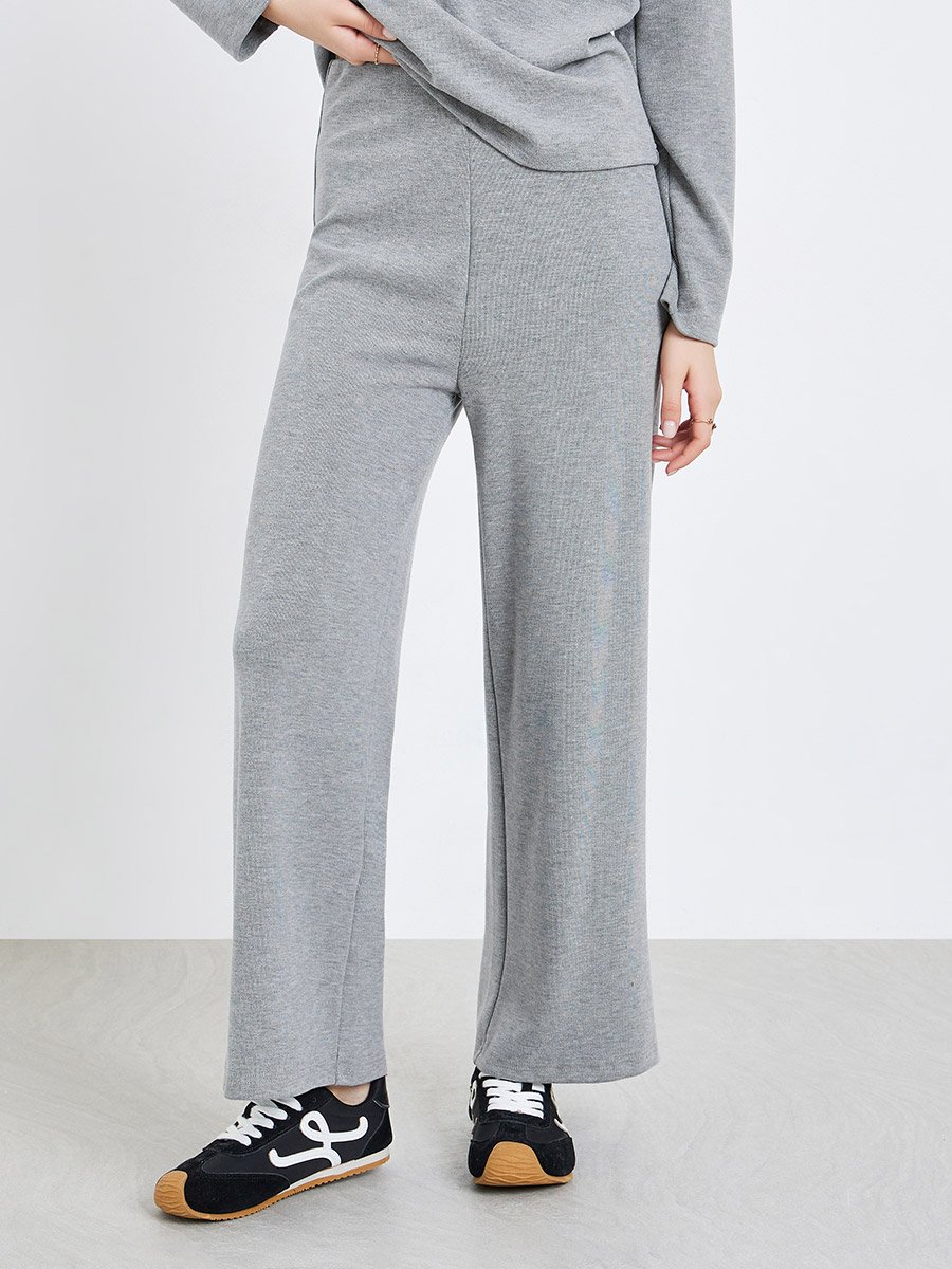 Women Grey Knit Top and Pants Co-Ords