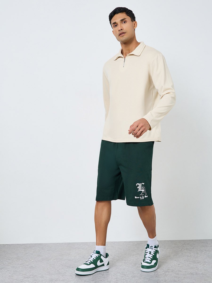 Men Green Printed Oversized Shorts