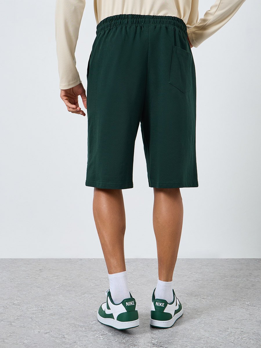 Men Green Printed Oversized Shorts