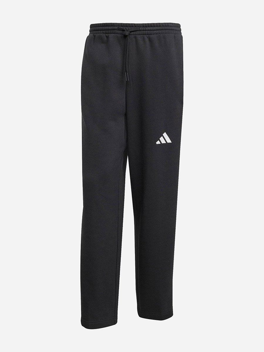 Essentials Three Stripes Fleece Wide Leg Men Pants Black