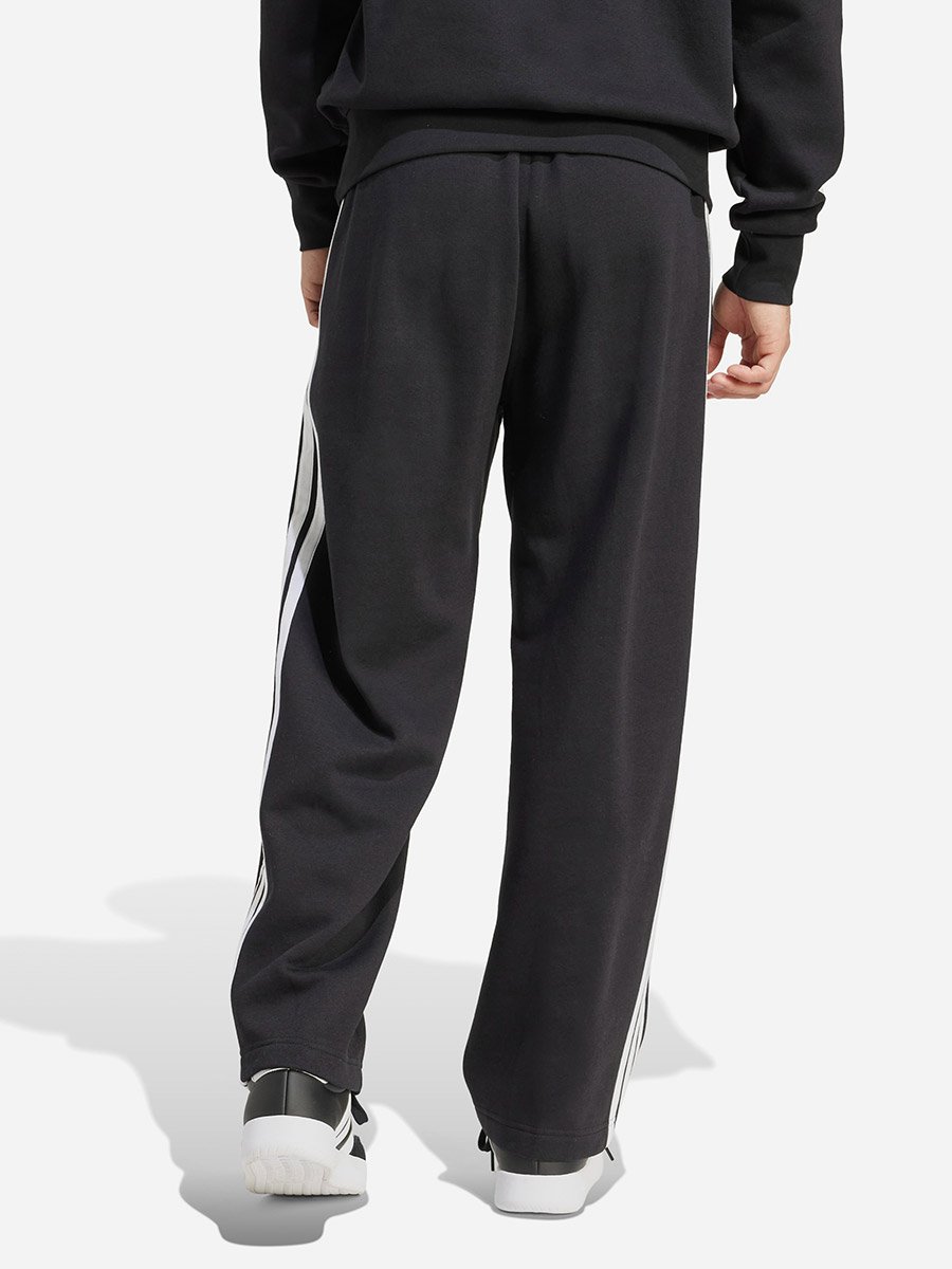 Essentials Three Stripes Fleece Wide Leg Men Pants Black