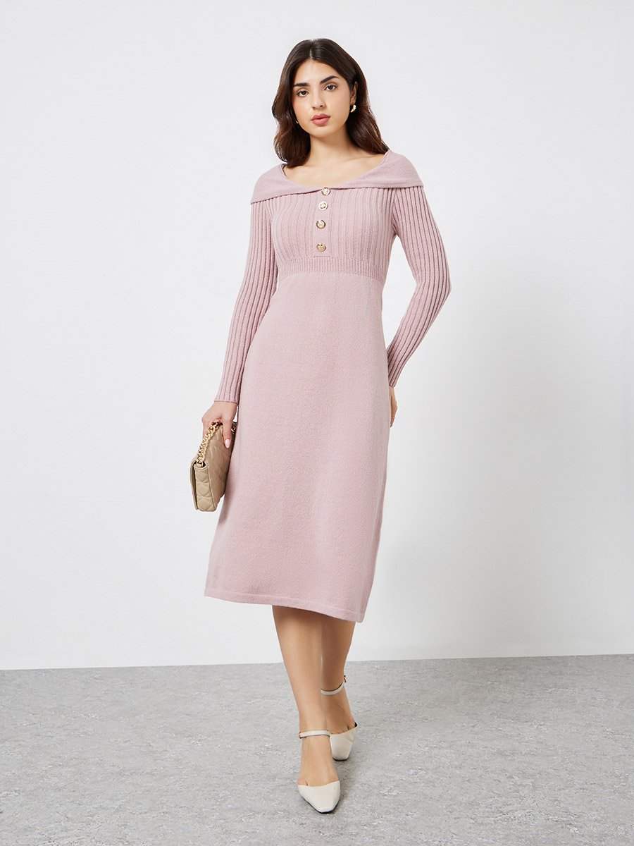 aje catalyst pleated midi dress Catalyst Pleated Midi Dress | Blush Pink