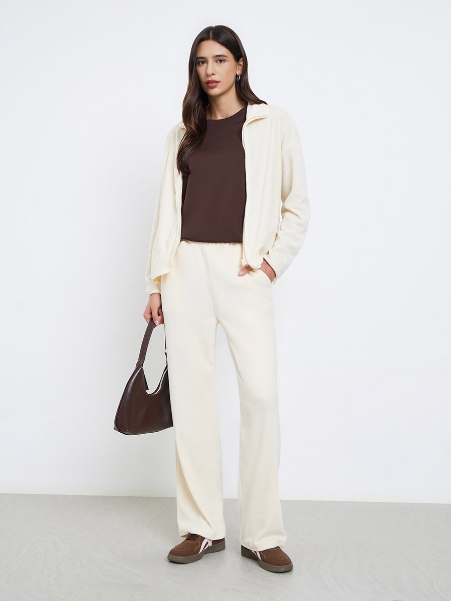 Cream Fleece Zip Up Jacket and Joggers Co-Ords