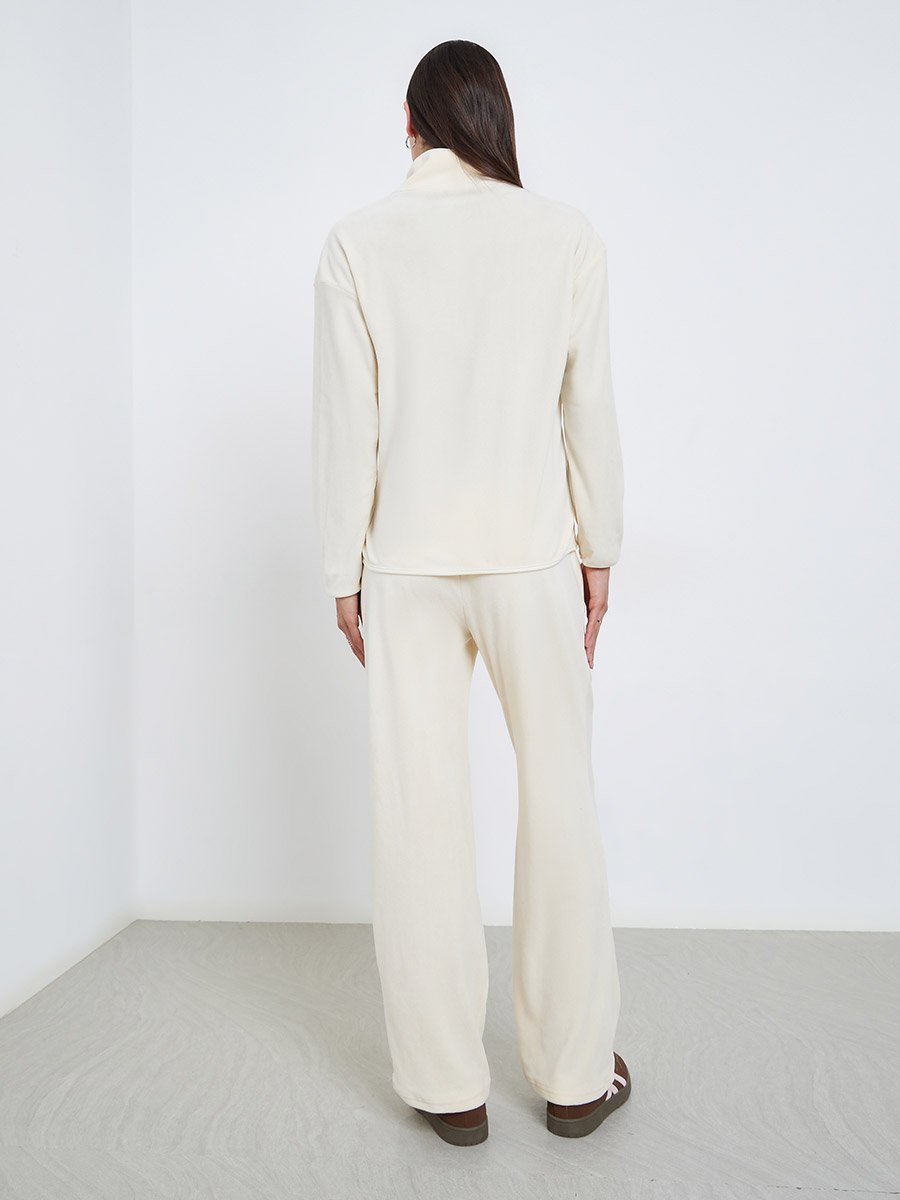 Cream Fleece Zip Up Jacket and Joggers Co-Ords