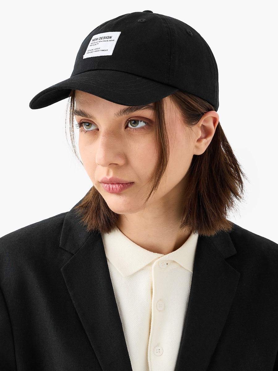 Patch Detail Cap with Buckled Strap Closure