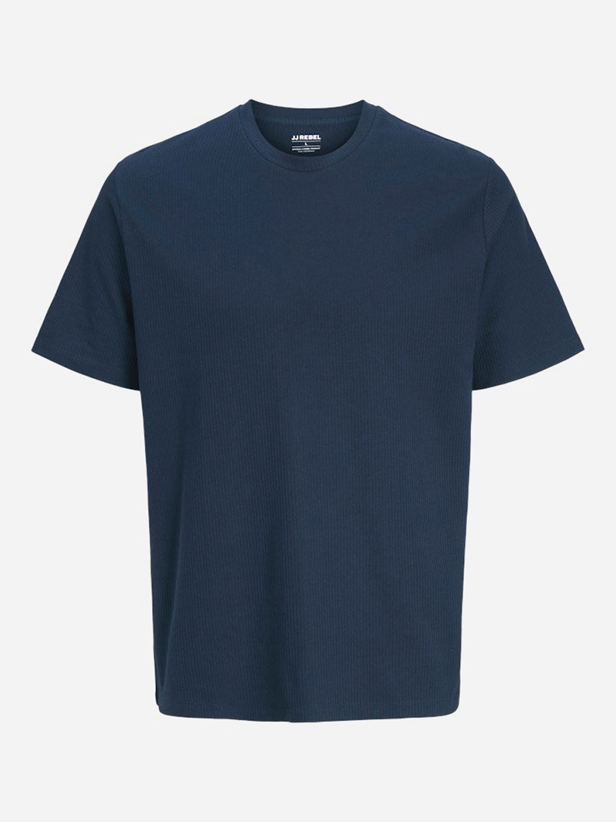 JREBTREY Ribbed Knit Crew Neck T-Shirt