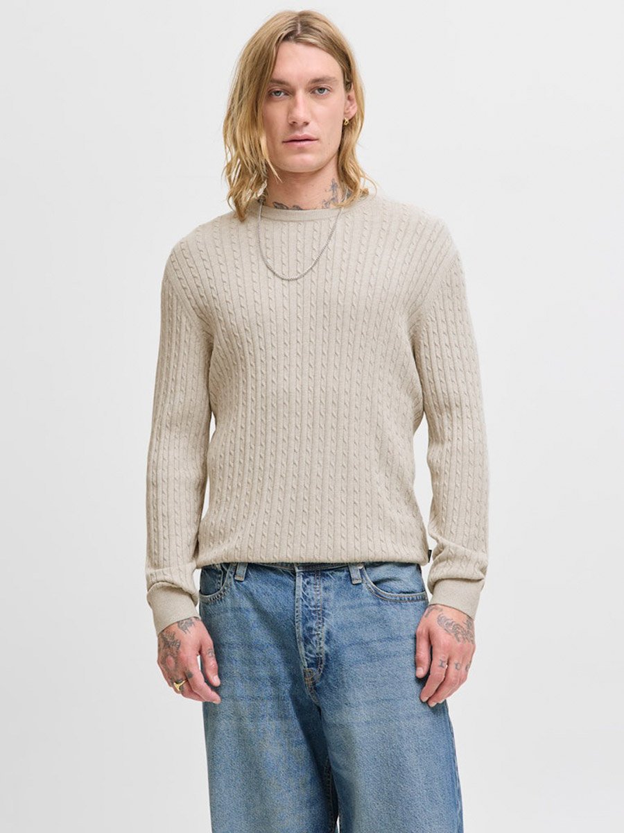 JJEEMIL Textured Cable Knit Sweater