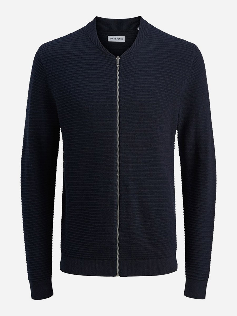 JJOTTO Full-Zip Textured Knit Cardigan