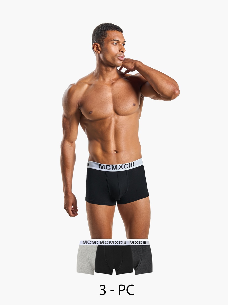 Set of 3 - Trunks with Elasticated Waistband and Antibacterial Protection