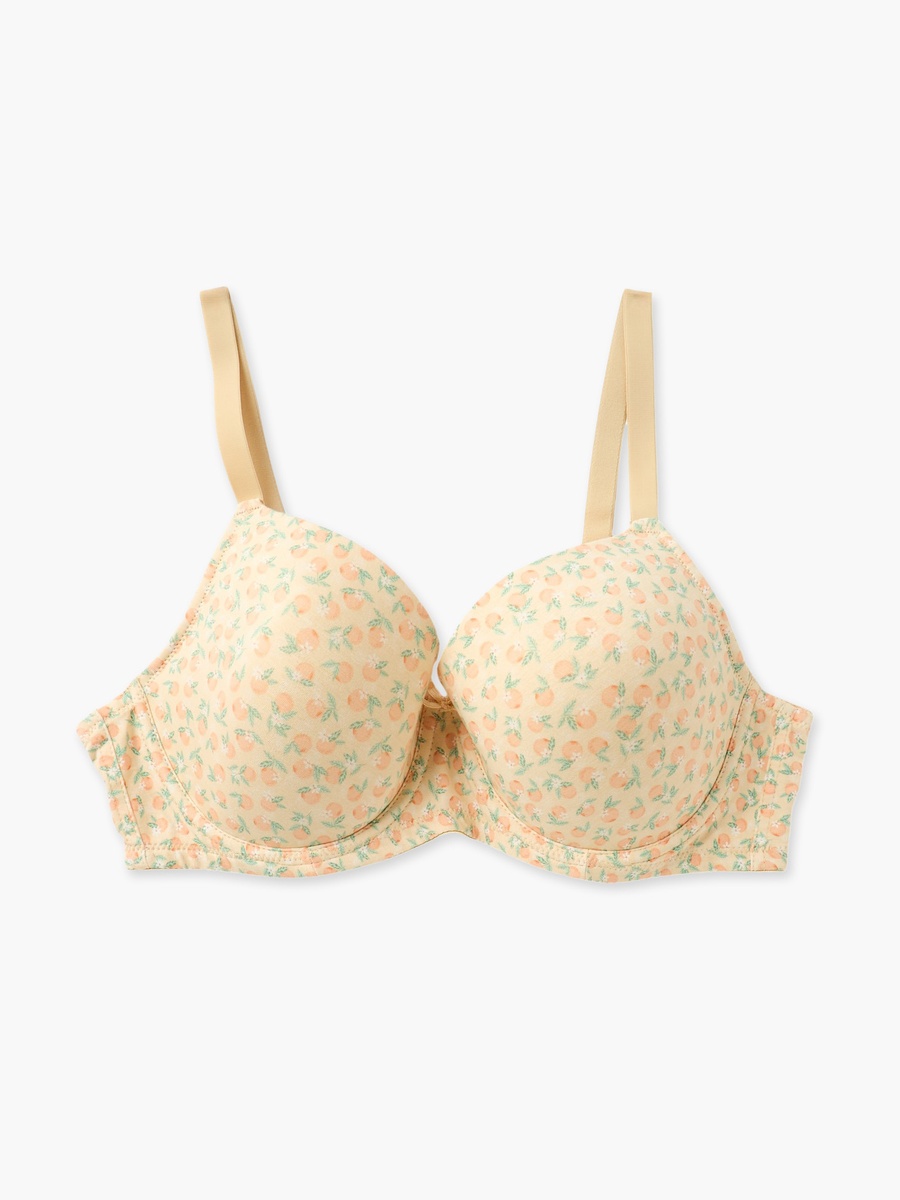 Printed Wired Demi Bra with Hook and Eye Closure