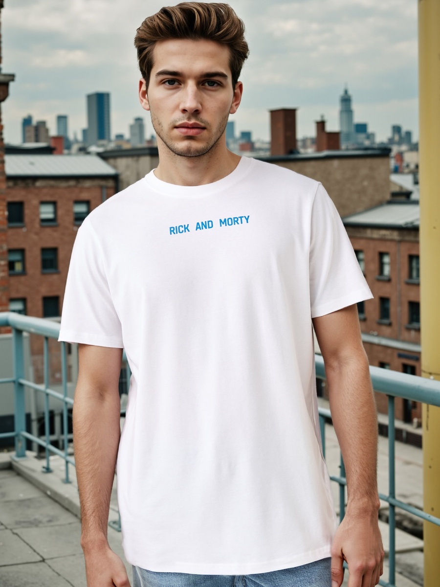 Regular Fit Rick and Morty Print Crew Neck T-Shirt
