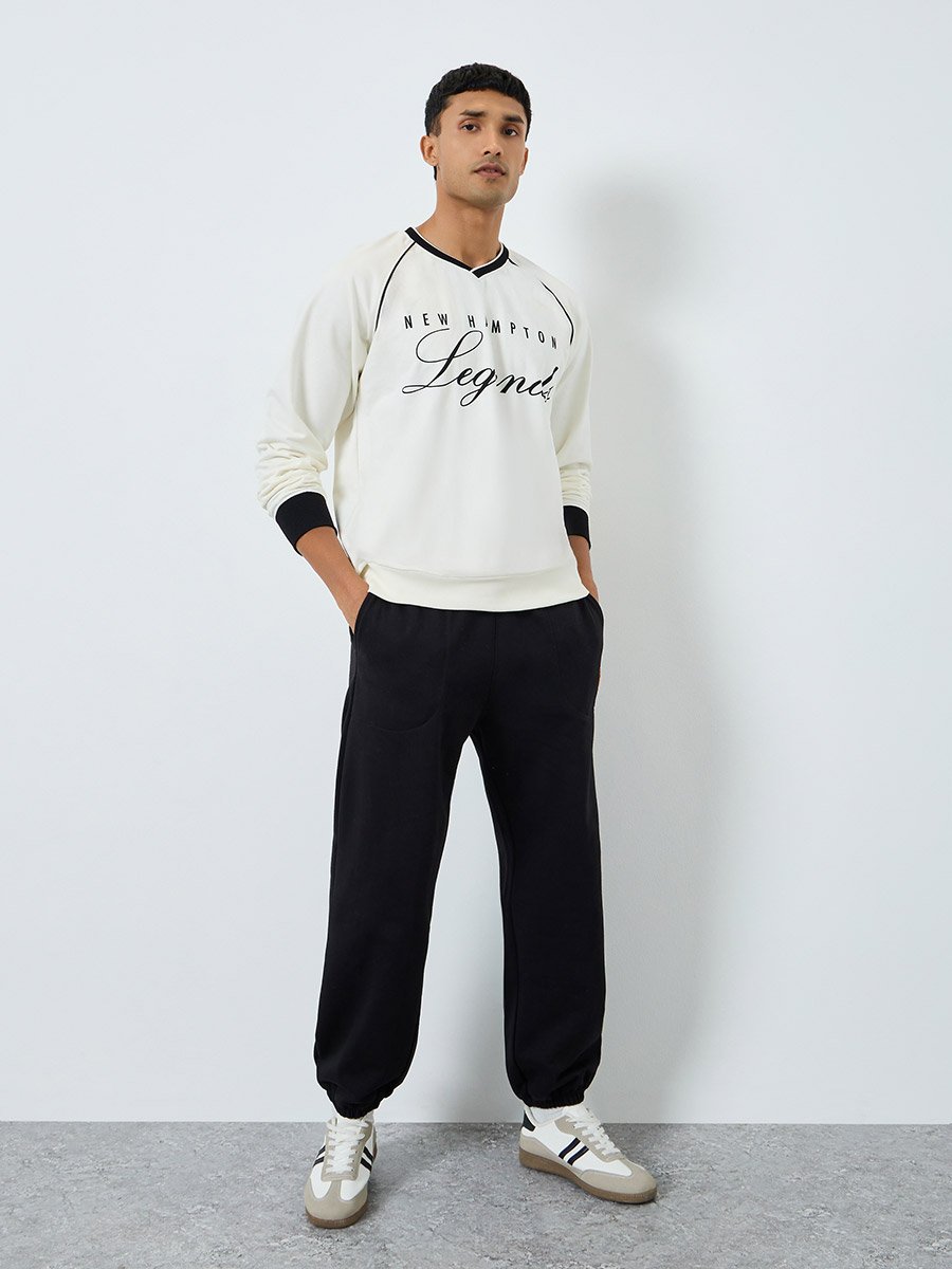 Men Oversized Fleece Patch Detail Joggers