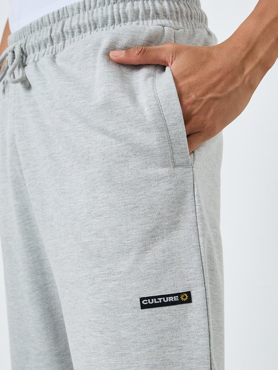 Men Grey Wide Leg Fleece Joggers