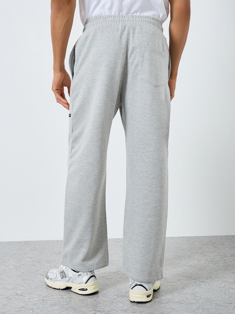 Men Grey Wide Leg Fleece Joggers