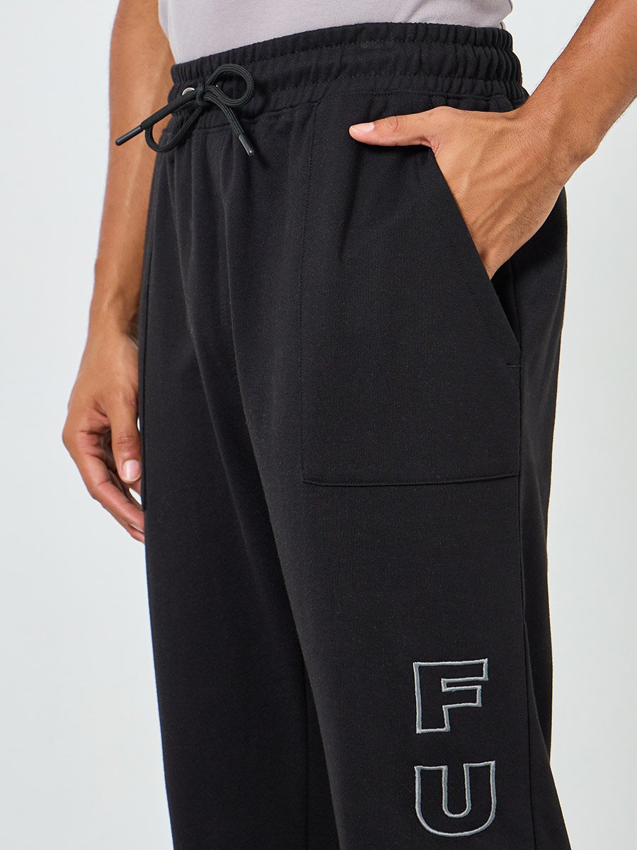 Men Relaxed Fleece Embroidered Joggers
