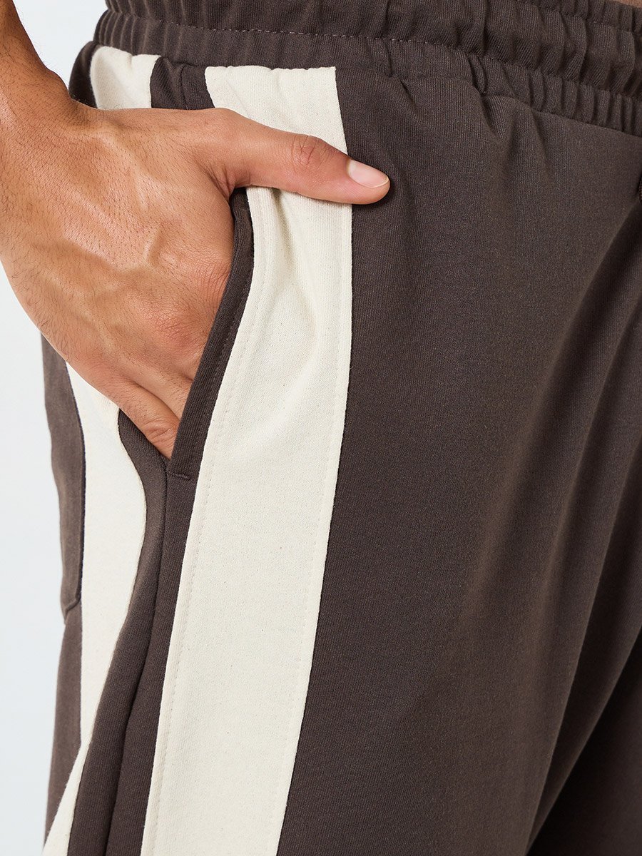 Men Brown Striped Relaxed Fit Joggers